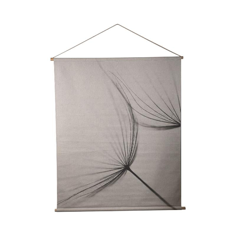 Wandbild – Löwenzahn Design, Rechteckige Form, Leinen Material, Grau – Nimrod | PTMD