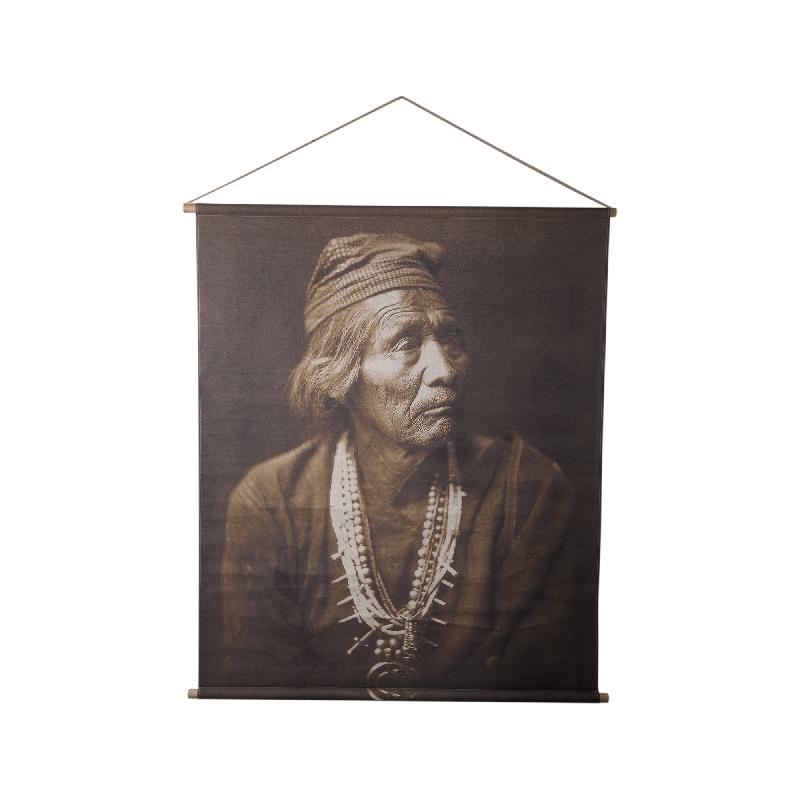 Wandbild – Porträt Design, Rechteckige Form, Leinen Material, Dunkelbraun – Nimrod | PTMD