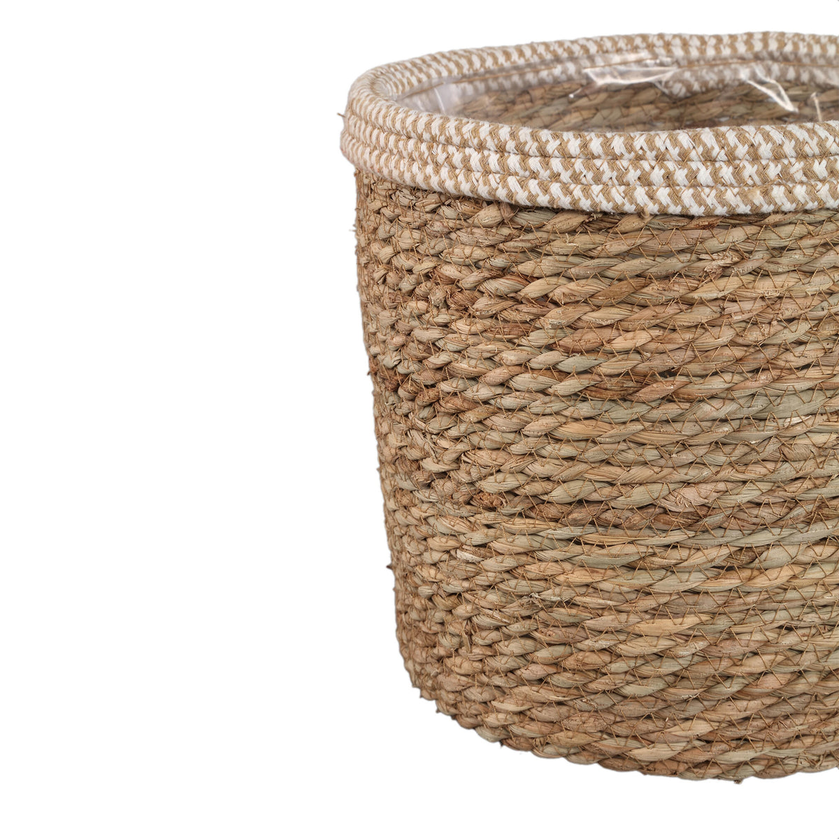 Basket - White Rattan, Straight Edge, Round Shape - Leavy | PTMD