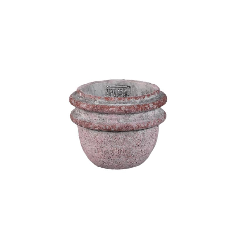 Flower pot – Double rim structure, Round shape, Pink surface, Cement material, S – Almeda | PTMD