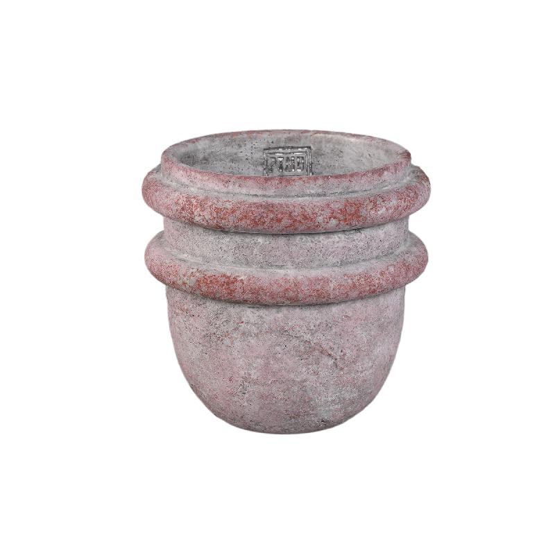 Topf – Doppelte Kante, Zement Material, Runde Form, Rosa, L - Almeda | PTMD