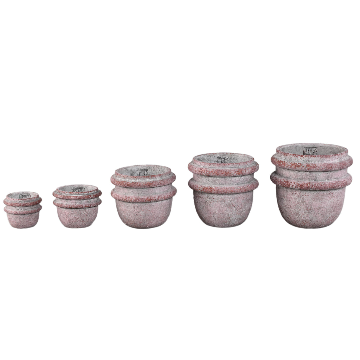 Topf – Doppelte Kante, Zement Material, Runde Form, Rosa, L - Almeda | PTMD