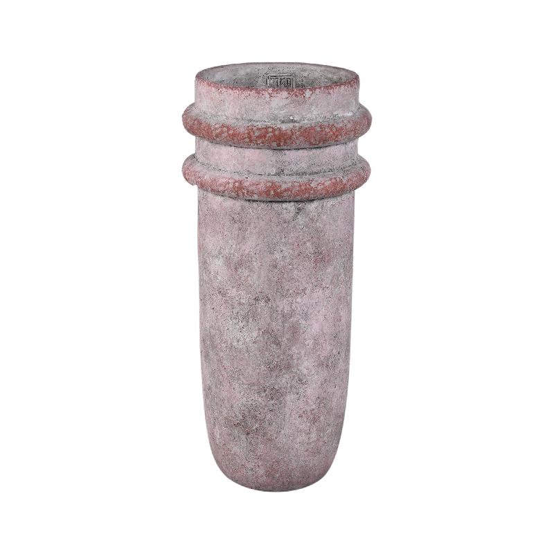 Vase – Doppelte Kante, Zement Material, Runde Form, Rosa, M - Almeda | PTMD