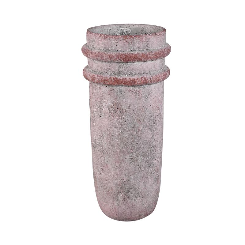 Vase – Doppelte Kante, Zement Material, Runde Form, Rosa, L - Almeda | PTMD