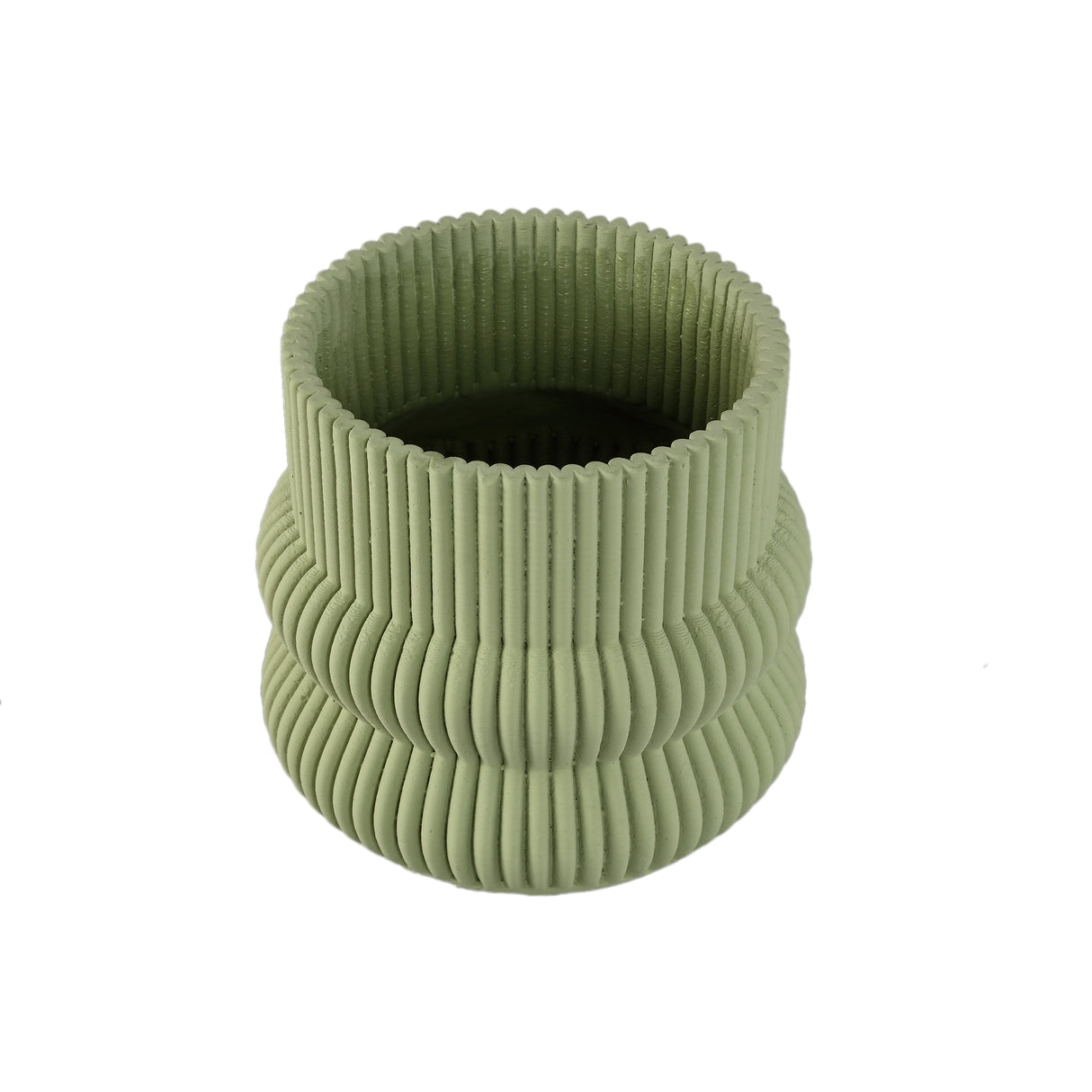 Blumentopf – Runde Form, Zement Material, Gerippte Struktur, Mintgrüne Oberfläche, M – Lucas | PTMD