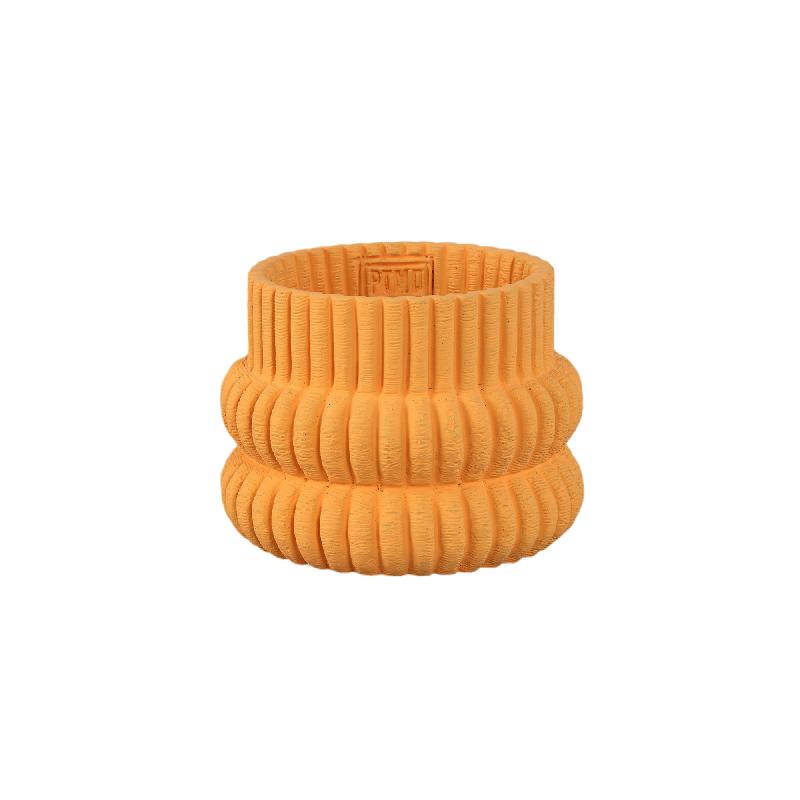 Blumentopf – Runde Form, Zement Material, Gerippte Struktur, Orange Oberfläche, S – Lucas | PTMD