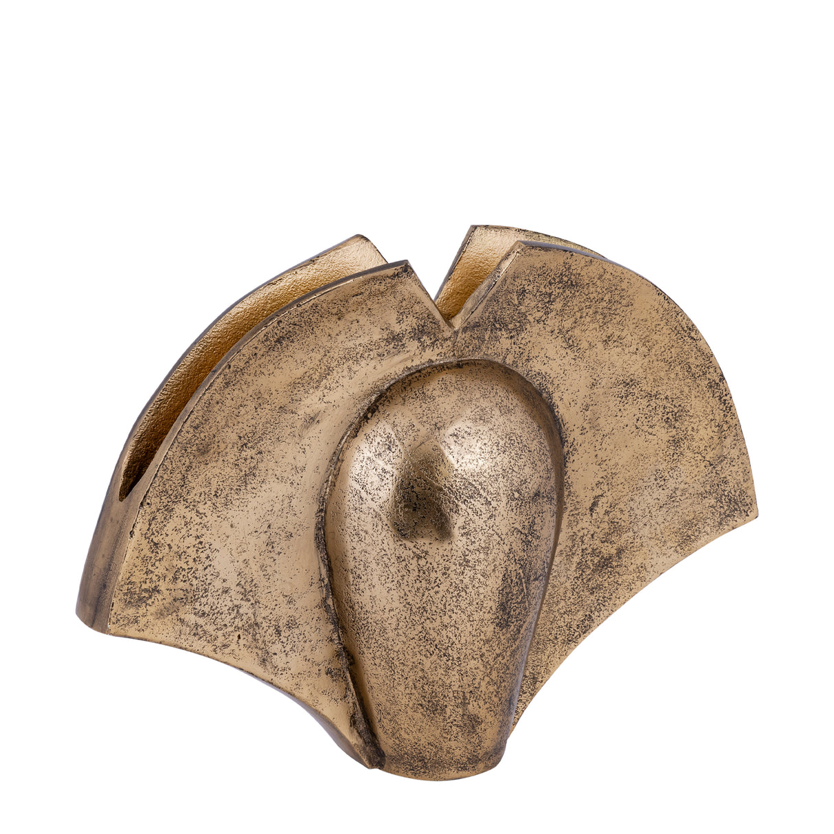 Decorative Pot – Wing Design, Cast Aluminum, Antique Gold Finish, L – Jandell | PTMD