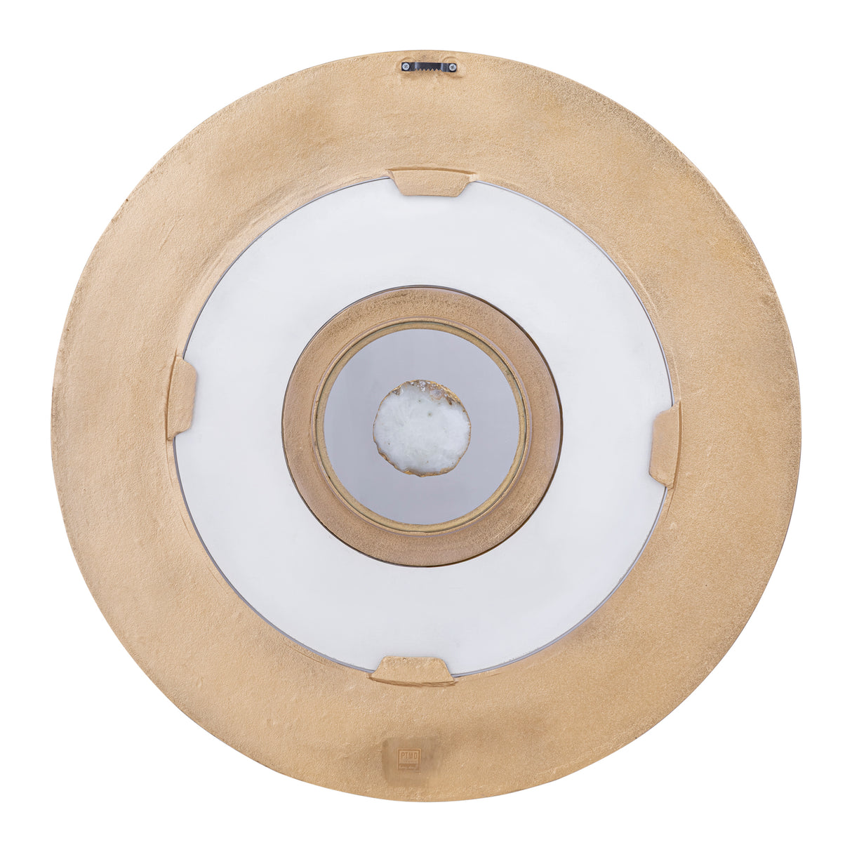 Wandpaneel aus gegossenem Aluminium in Goldoptik mit Steinzentrum, runder Form, L – Jacci | PTMD