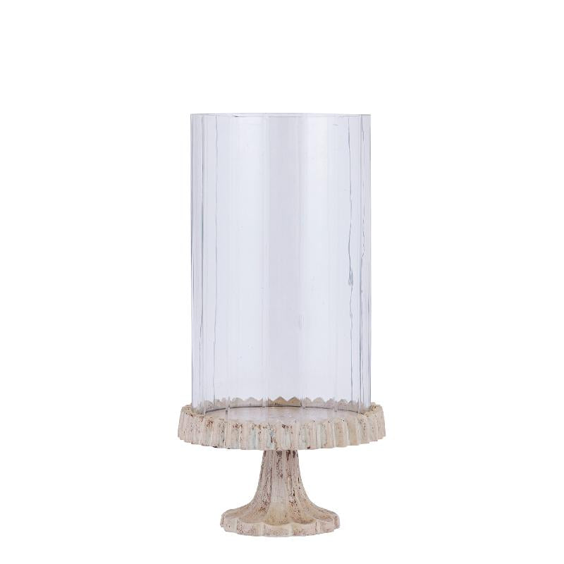 Windlicht – Gegossener Aluminium Rahmen, Verziertes Glasdesign, Goldene Farbgebung, S – Troye | PTMD
