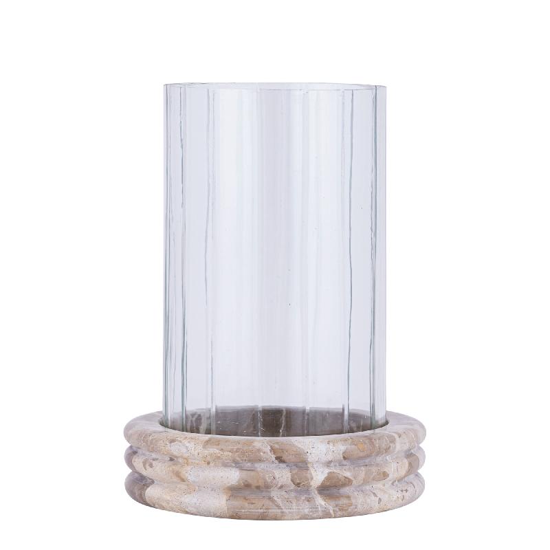 Lantern – Marble Base, Round Glass Design, Clear Color Scheme, S – Jolee | PTMD
