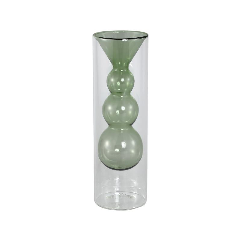 Vase – Blue-Green Glass, Bulbous Inner Shape, Large – Yanna | PTMD