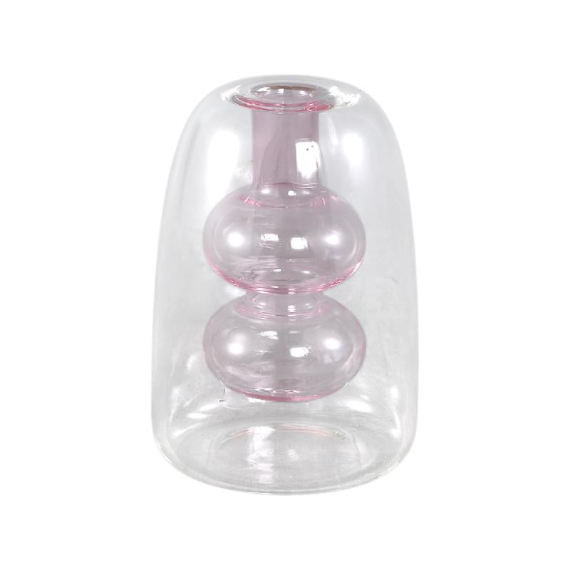 Vase - Bright Pink Glass, Bulbous Inner Shape, B - Yanna | PTMD