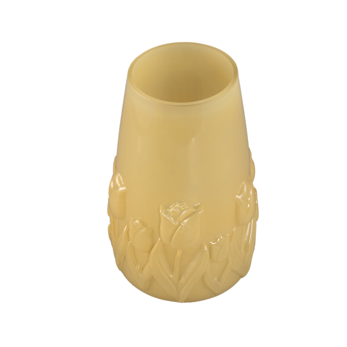 Vase – Cream Glass, Round Shape, Tulip Decor, L – Beatrize | PTMD