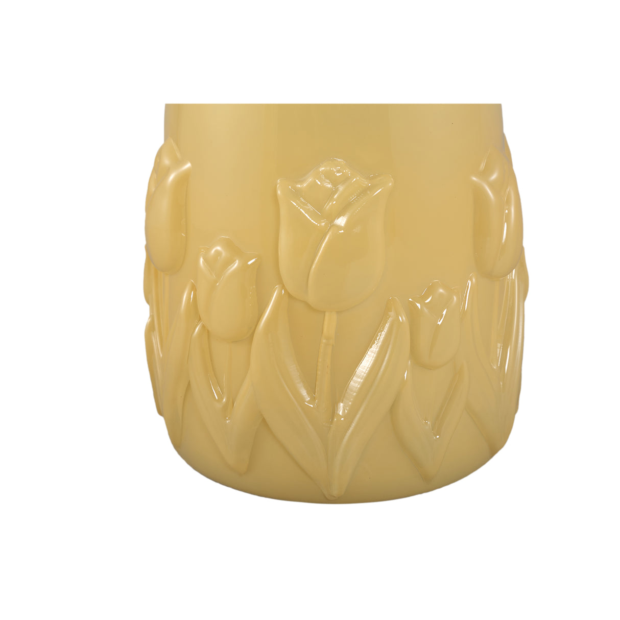 Vase – Cream Glass, Round Shape, Tulip Decor, L – Beatrize | PTMD