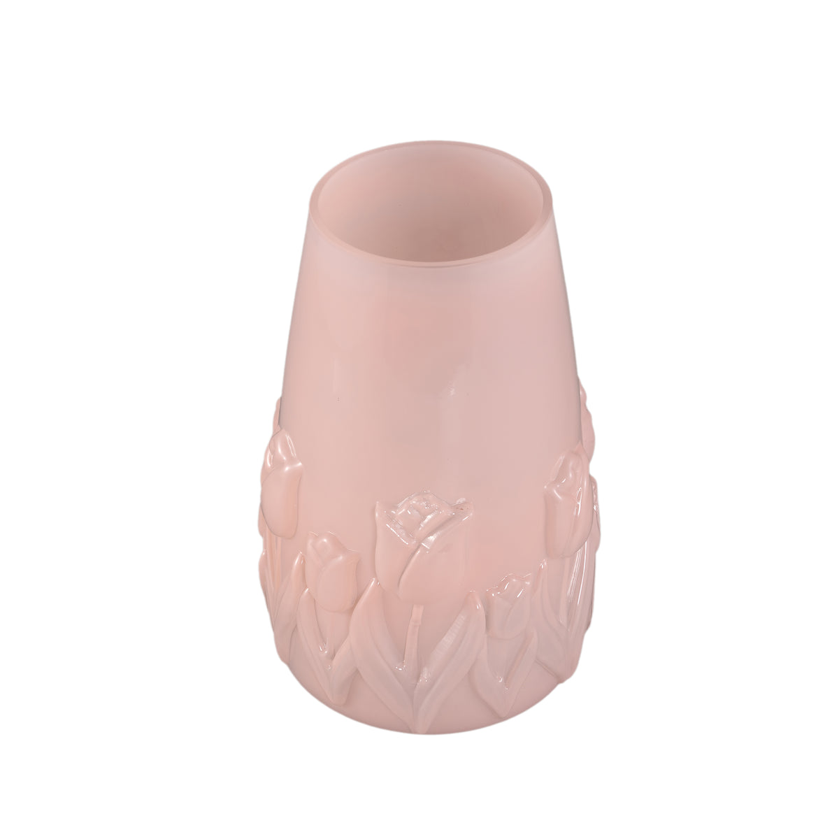 Vase – Luminous Pink Glass, Round Shape, Tulip Decor, L – Beatrize | PTMD