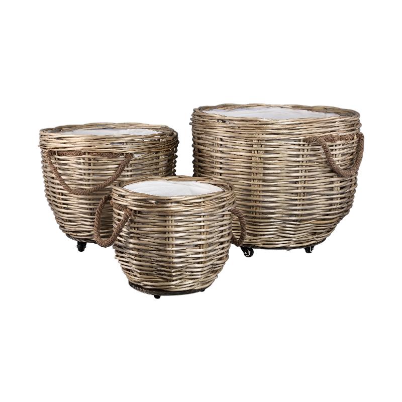 Korb – Naturfarbenes Weidenholz, Bombay Design, Runde Form, Mit Rollen – Darrett | PTMD