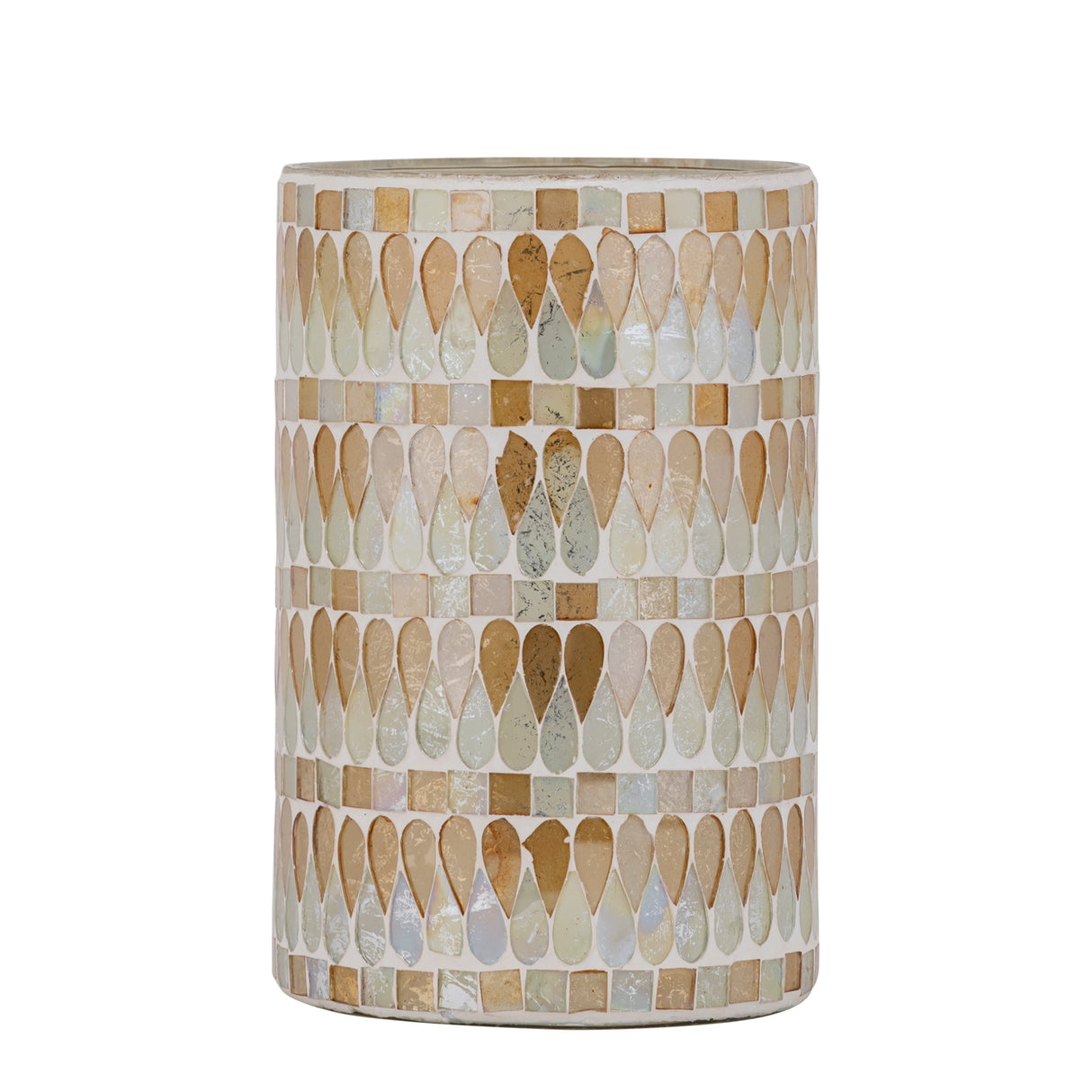Windlicht – Glas Material, Natur Ton, Mosaik Design, L – Zadie | PTMD