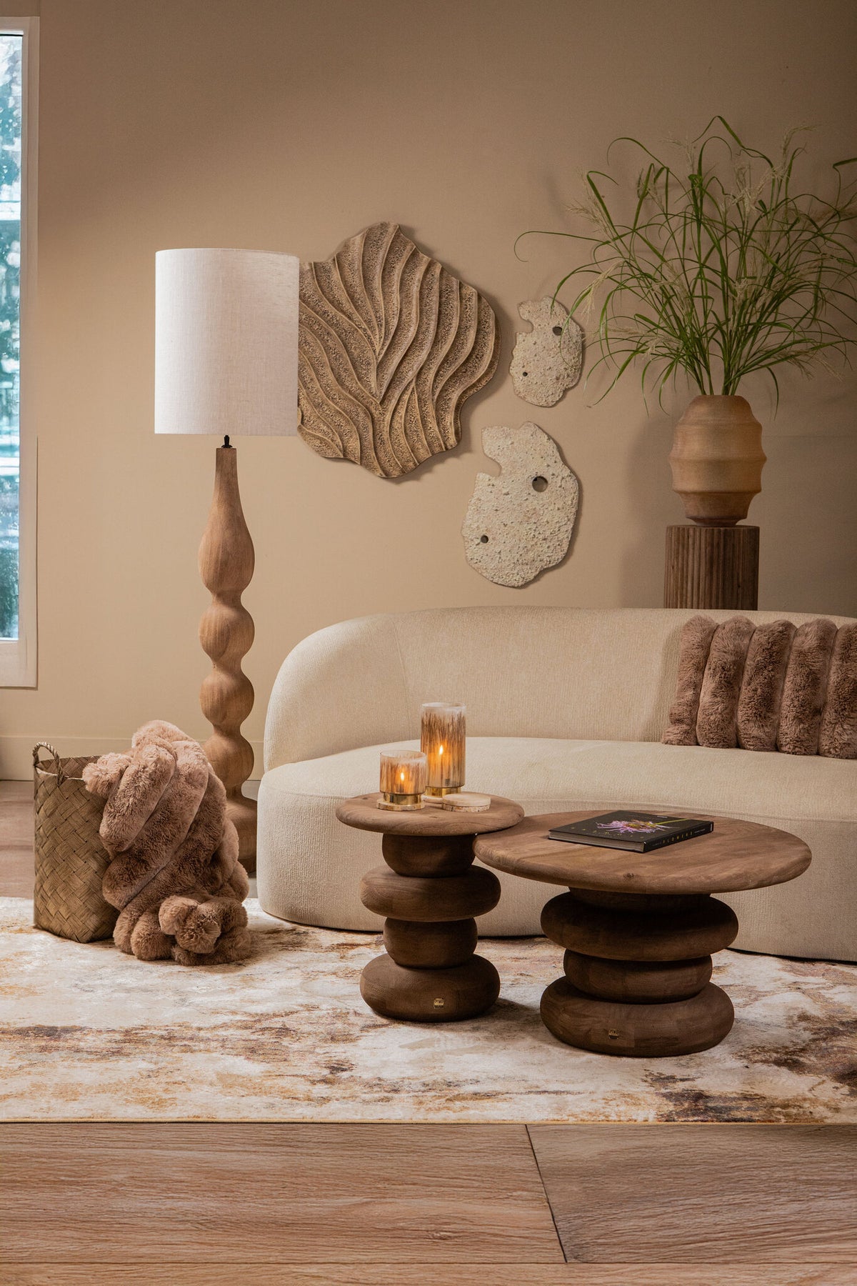 Wandpaneel – Beige MDF, Organische Form, Wellenförmiges Design - Abbie | PTMD