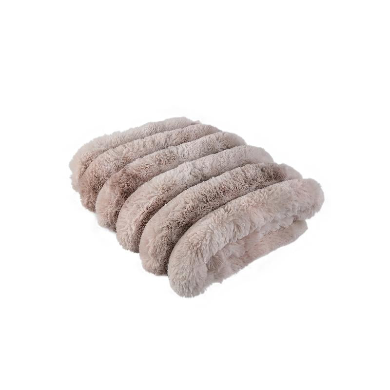 Decke – Kunstfell, Geriffeltes Design, Weiche Haptik, Beige, S – Divvo | PTMD