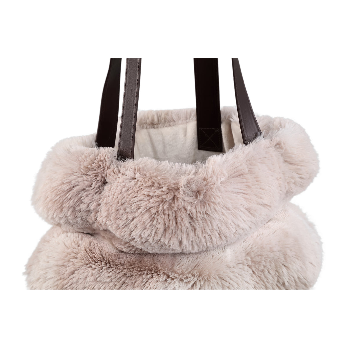 Schultertasche – Kunstfell, Geriffeltes Design, Weiche Haptik, Beige – Divvo | PTMD