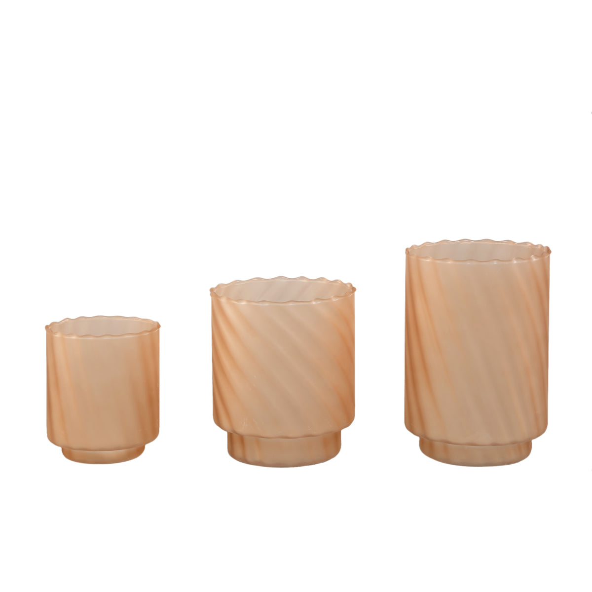 Windlicht – Mattiertes Design, Runde Form, Glasmaterial, Hellbraun, M – Rameen | PTMD