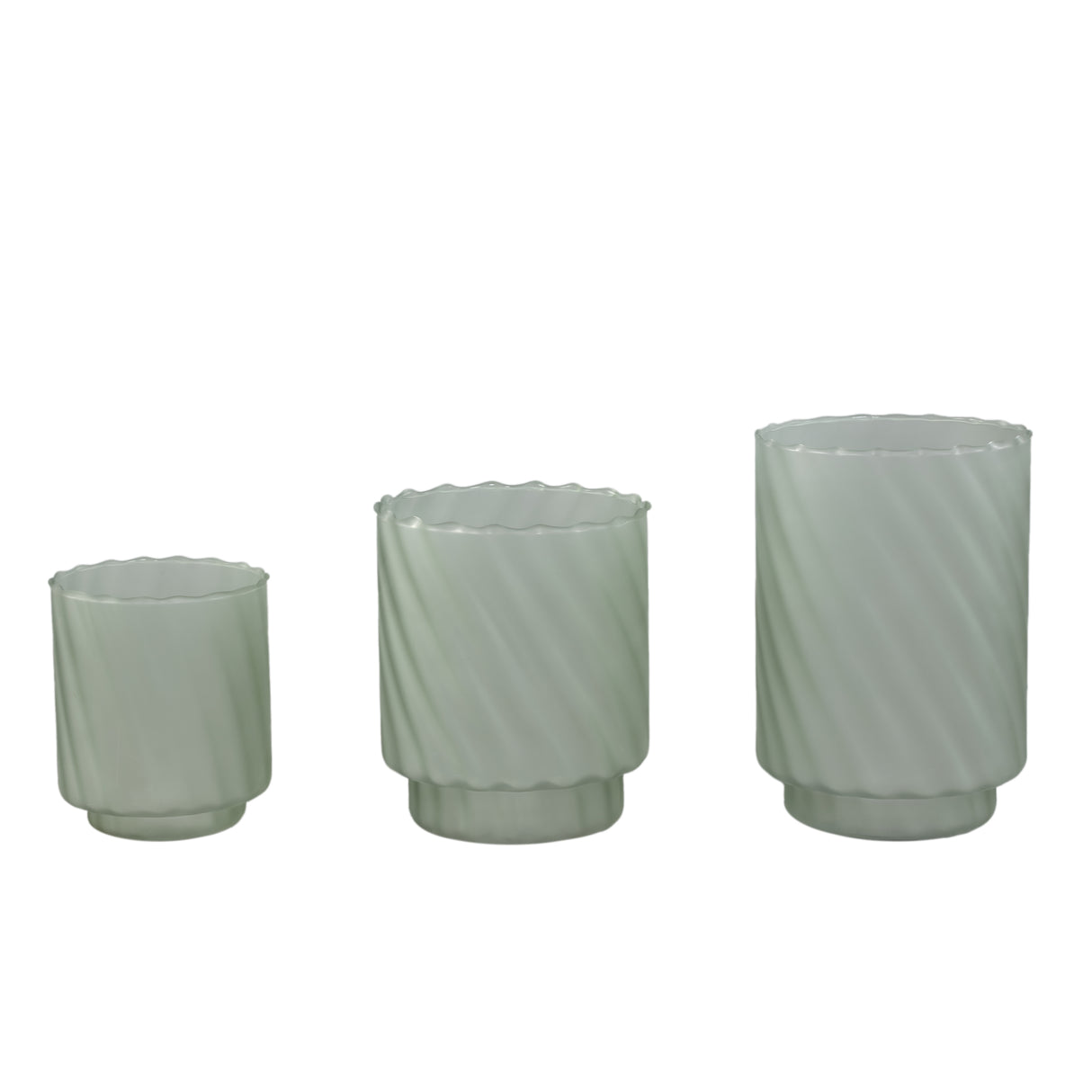 Windlicht – Mattiertes Design, Runde Form, Glasmaterial, Grün, M – Rameen | PTMD