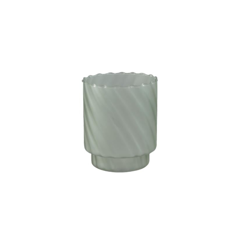 Windlicht – Mattiertes Design, Runde Form, Glasmaterial, Grün, M – Rameen | PTMD