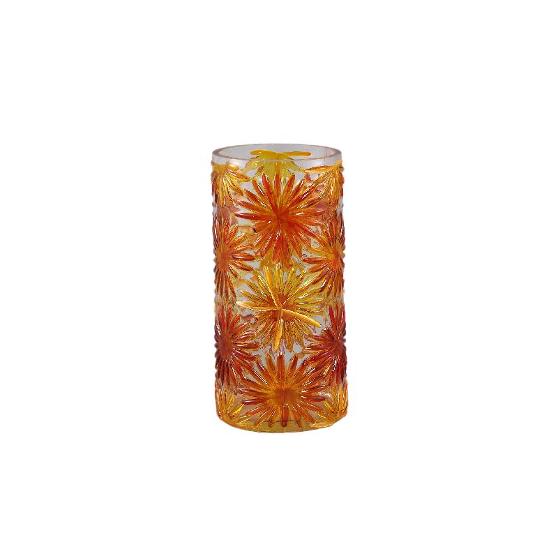 Vase - Orange Glass, Round Shape, Floral Decor - Yoanna | PTMD