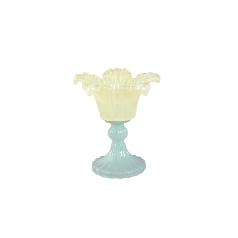 Teelichthalter – Blumendesign, Blütenform, Glasmaterial, Gelb – Leila | PTMD