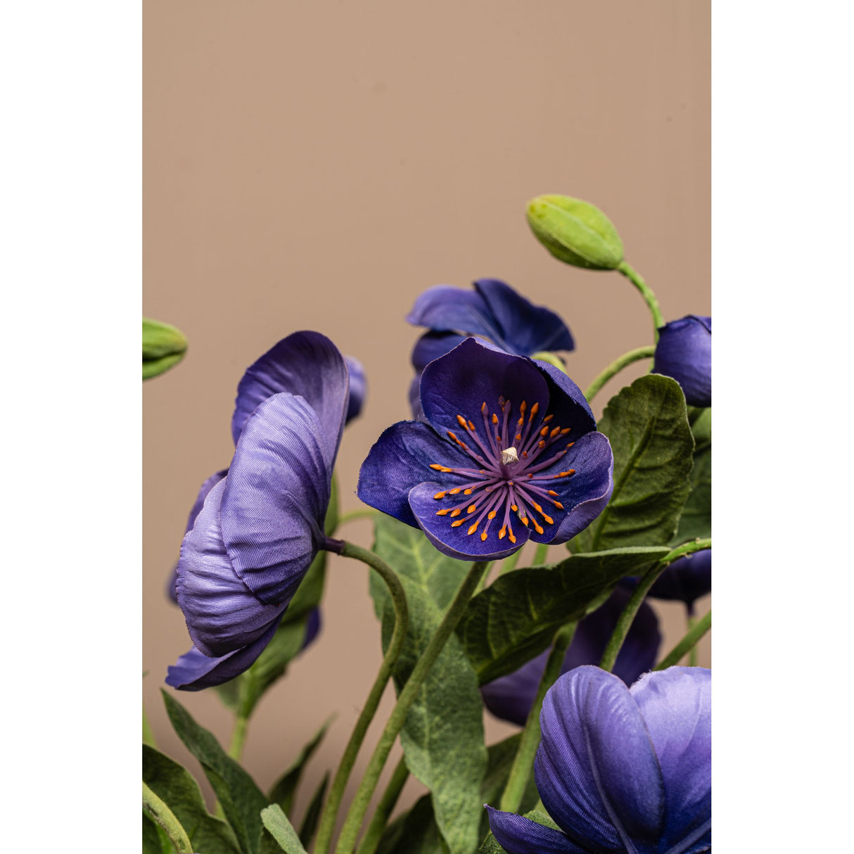 Mohnblume - Violetter Himalaya Mohn Spray, Polyesterstoff, Halbhändig gefertigt | PTMD