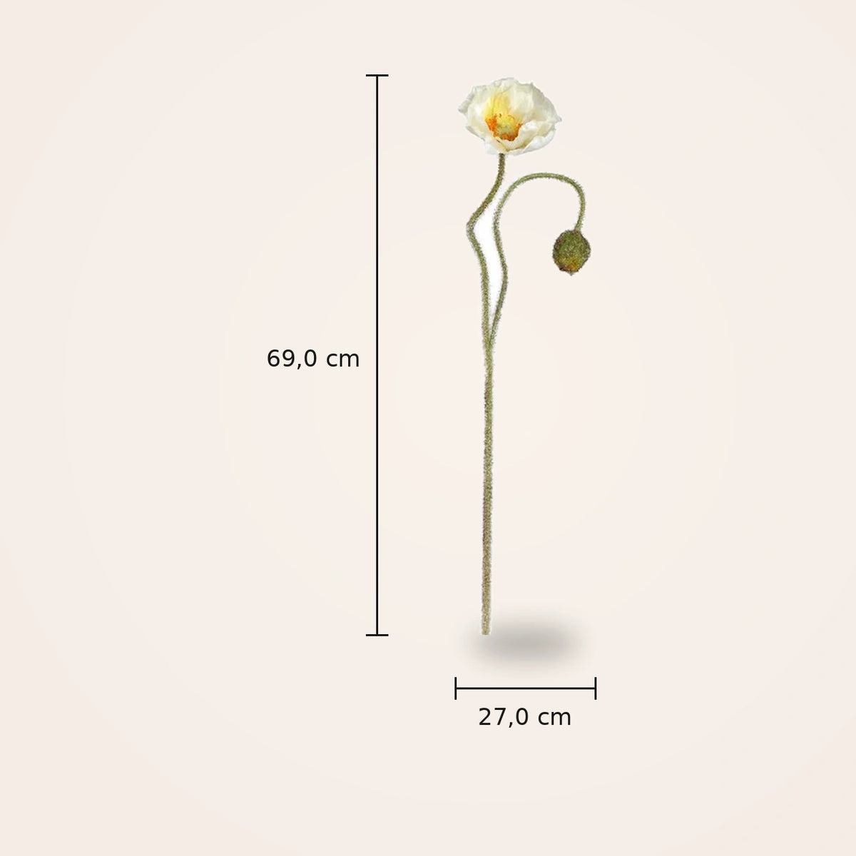Mohnblume – Weißer Mohnzweig mit Knospe aus Polyestergewebe | PTMD