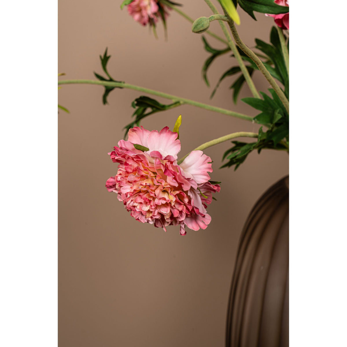 Garden flower - Pink Scabiosa Spray with Bud, Polyester Fabric, Semi-Handmade | PTMD