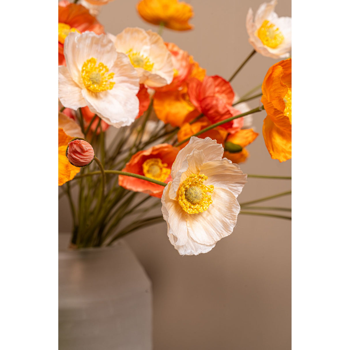 Mohnblume – Orange- und cremefarbenes Mohnbündel mit Knospen aus Polyestergewebe | PTMD