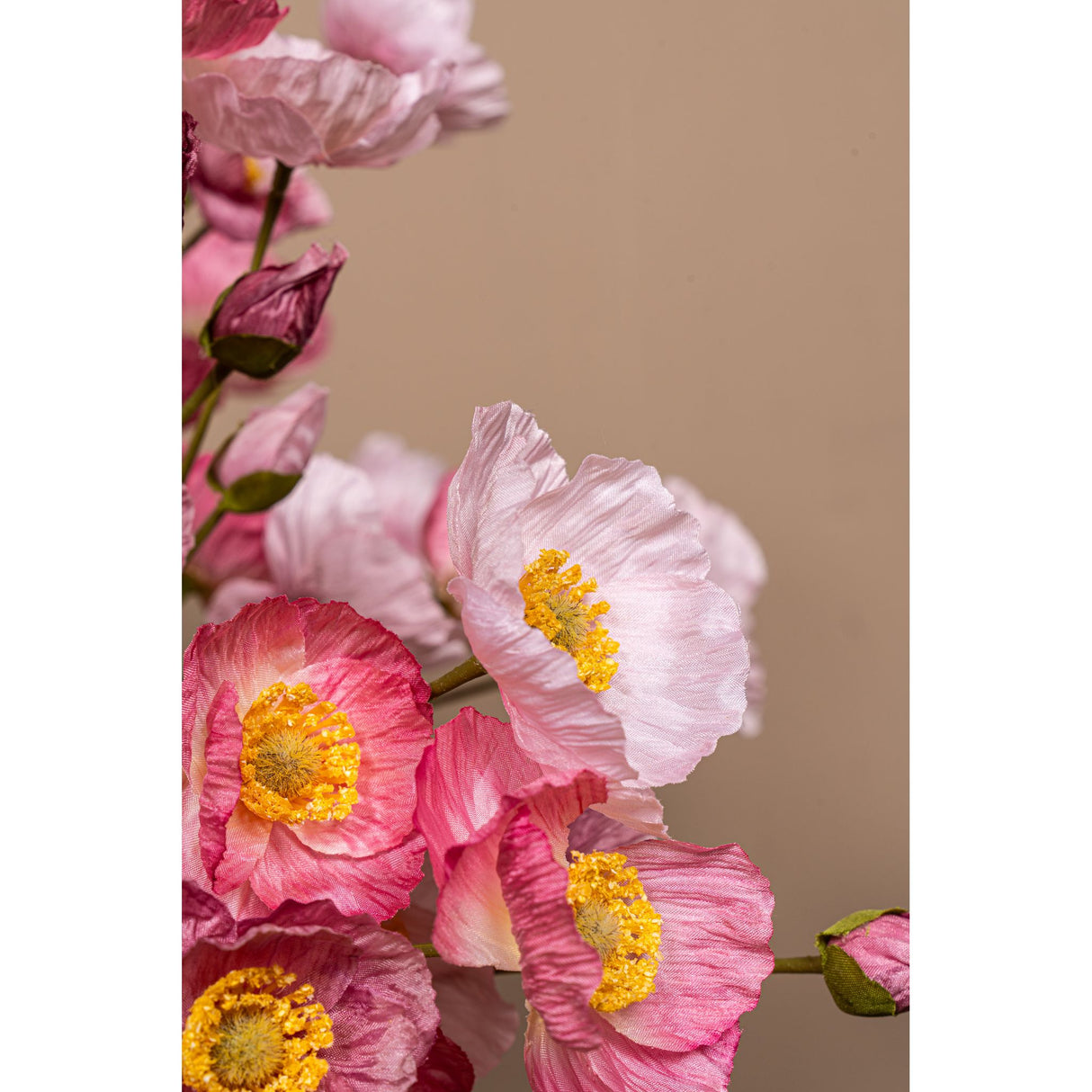 Mohnblume – Rosafarbenes Mohnbündel mit Knospen aus Polyestergewebe | PTMD