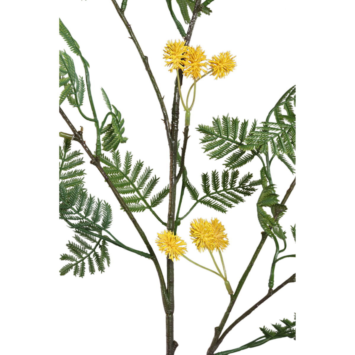 Gartenblume – Gelber Mimosenzweig mit Blättern aus Kunststoff, L | PTMD