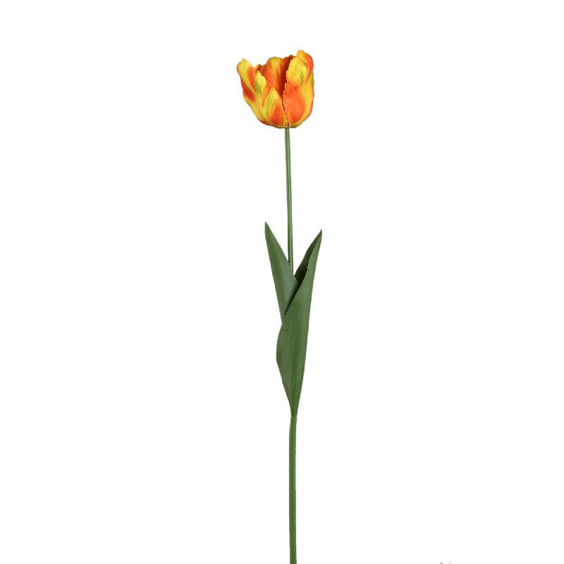Tulpeblume - Orange Papageien-Tulpe mit Blättern, Kunststoff, Halbhändig gefertigt | PTMD