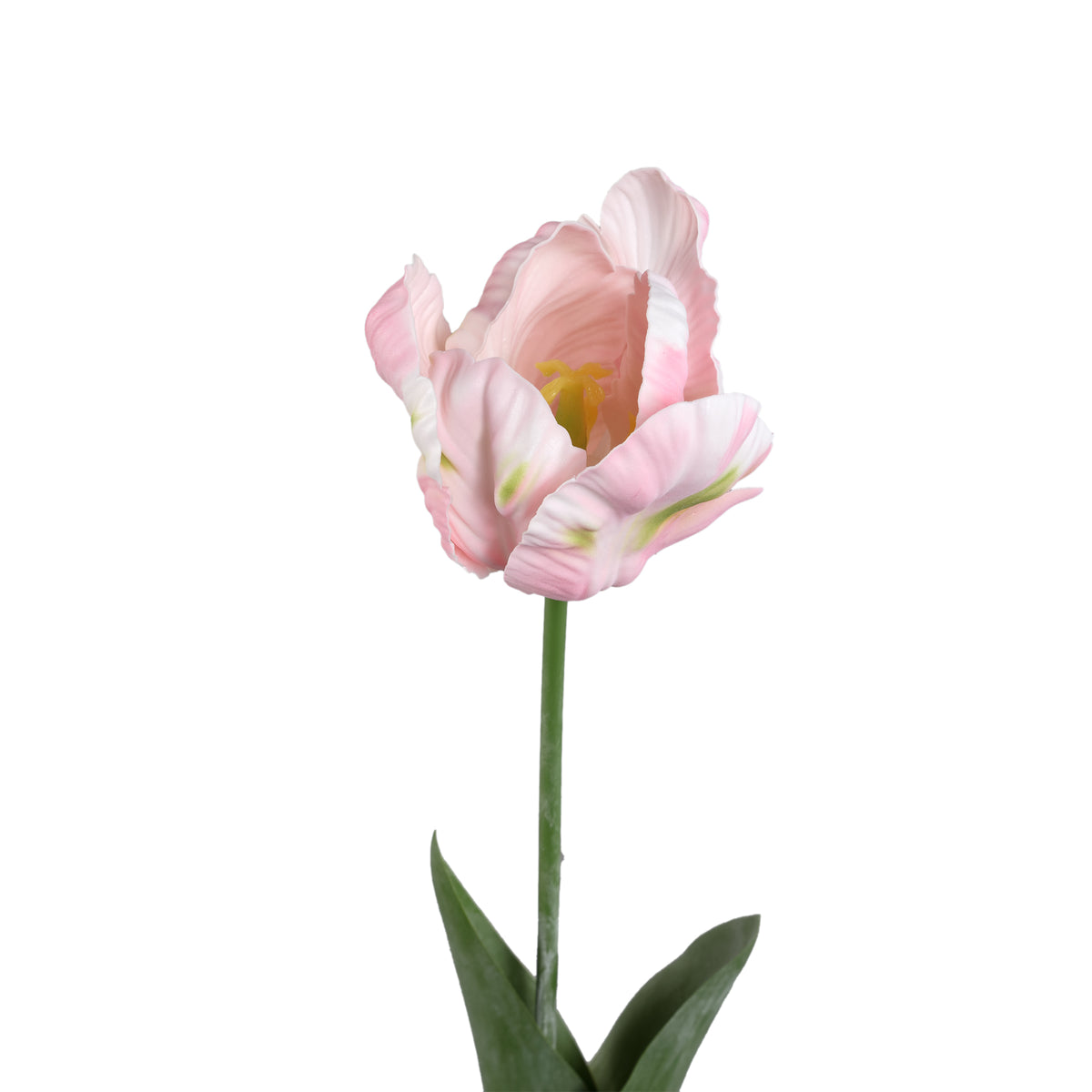 Tulpeblume - Rosa Papageien-Tulpe mit Blättern, Kunststoff, Halbhändig gefertigt | PTMD
