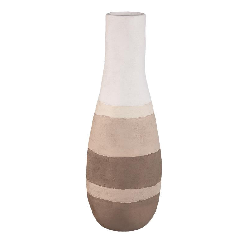 Vase - Round Design, Light Brown Color, Ceramic Material, L - Voni | PTMD