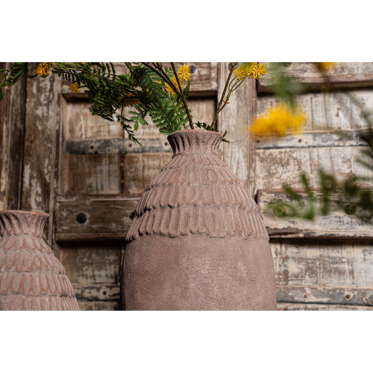 Vase – Round Design, Patterned Surface, Ceramic Material, L – Venesa | PTMD