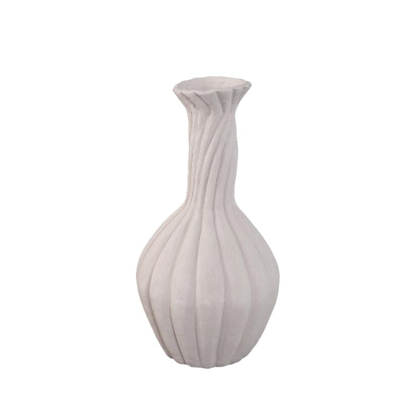 Vase – White, Ribbed Surface, Spiral Design, Ceramic, M – Lydia | PTMD