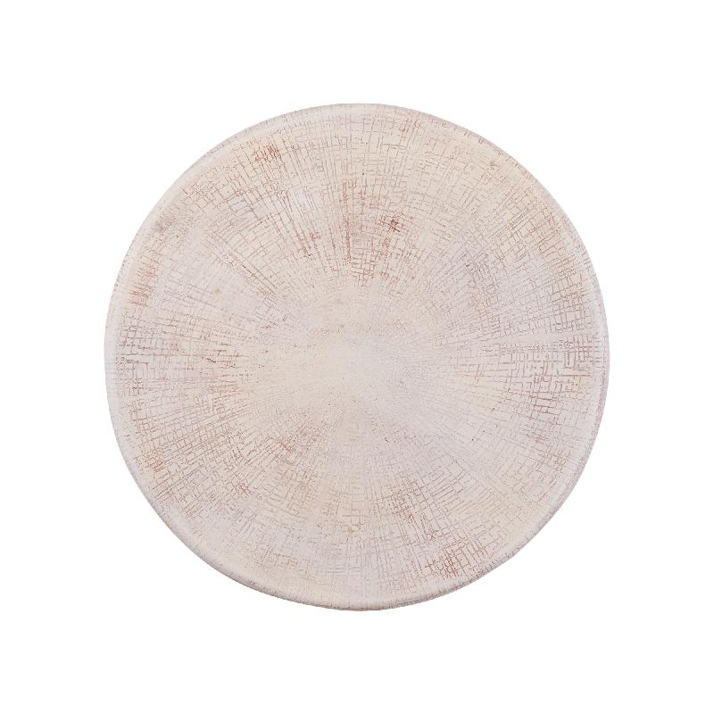 Wandpaneel aus Aluminiumblech in Beige mit Struktur-Oberfläche, runder Form, L – Raizo | PTMD