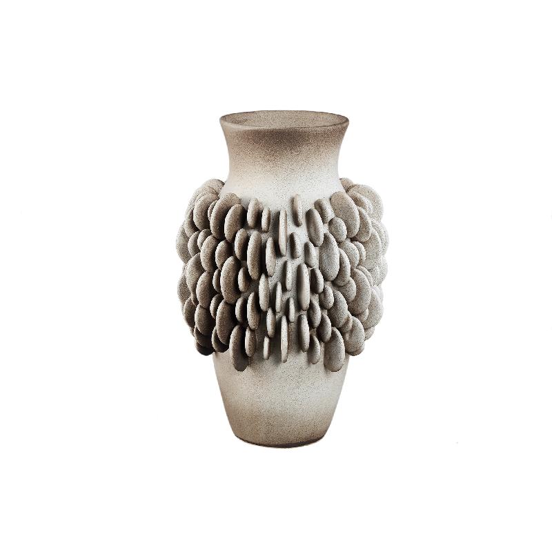 Vase – Keramik Material, Rundes Schuppenmuster, Runde Form, Hoch, L – Wina | PTMD