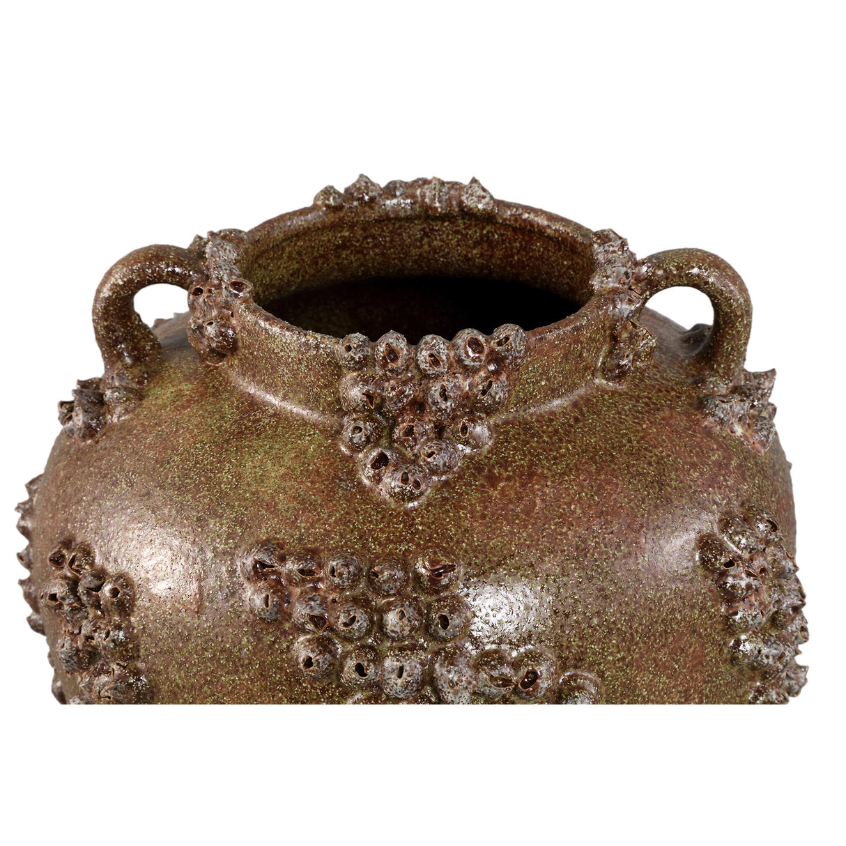 Vase – Keramik Material, Raue Oberfläche, Korallen Design mit Griffen, Grün, S – Deisy | PTMD