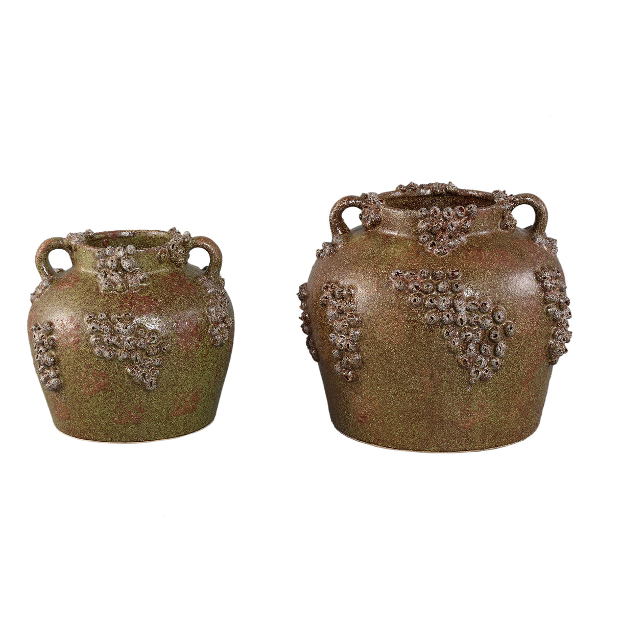Vase – Keramik Material, Raue Oberfläche, Korallen Design mit Griffen, Grün, S – Deisy | PTMD