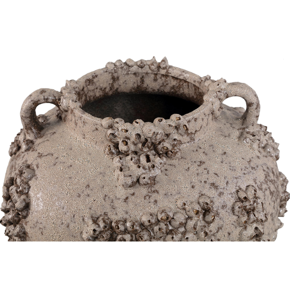 Vase – Keramik Material, Raue Oberfläche, Korallen Design mit Griffen, Beige, L – Deisy | PTMD