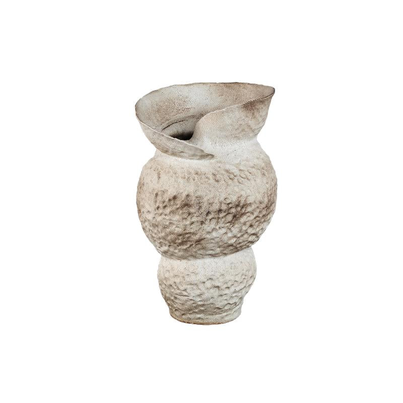 Vase – Keramik Material, Offenes Wirbelrand Design, Runde Form, L – Kery | PTMD