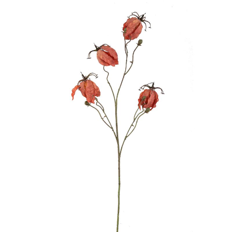 Gartenblume – Oranger Gloriosa-Blütenspray aus Metall, Kunststoff und Canvas | PTMD