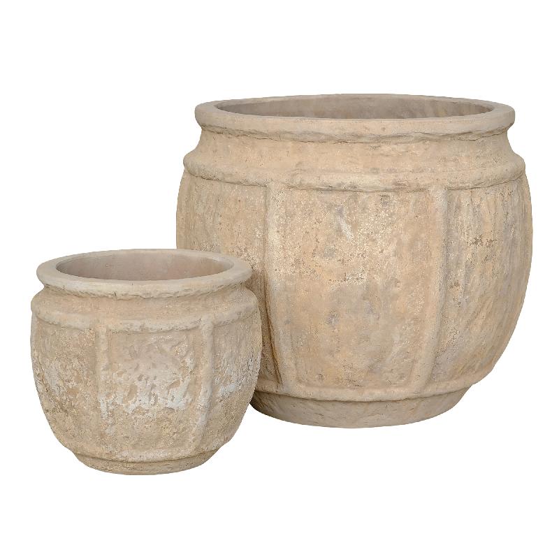 Pot – Terra Shade, Terracotta Material, Stripe Design – Kendra | PTMD