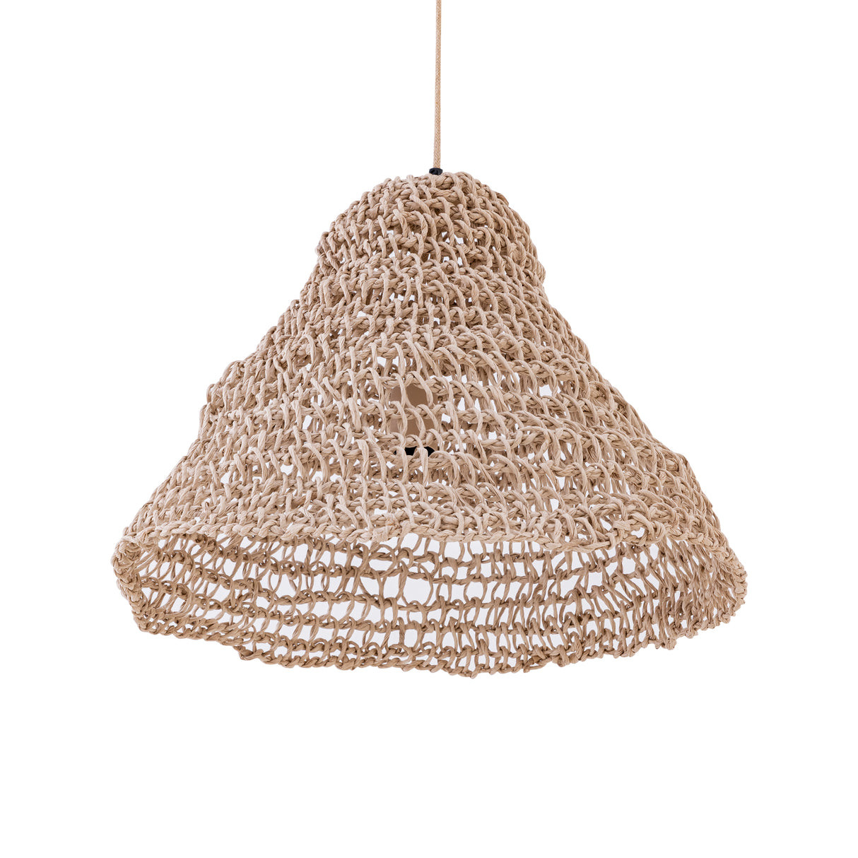 Hängelampe – Seildesign, Offene Rundform, Papiermaterial, Natur – Dayo | PTMD