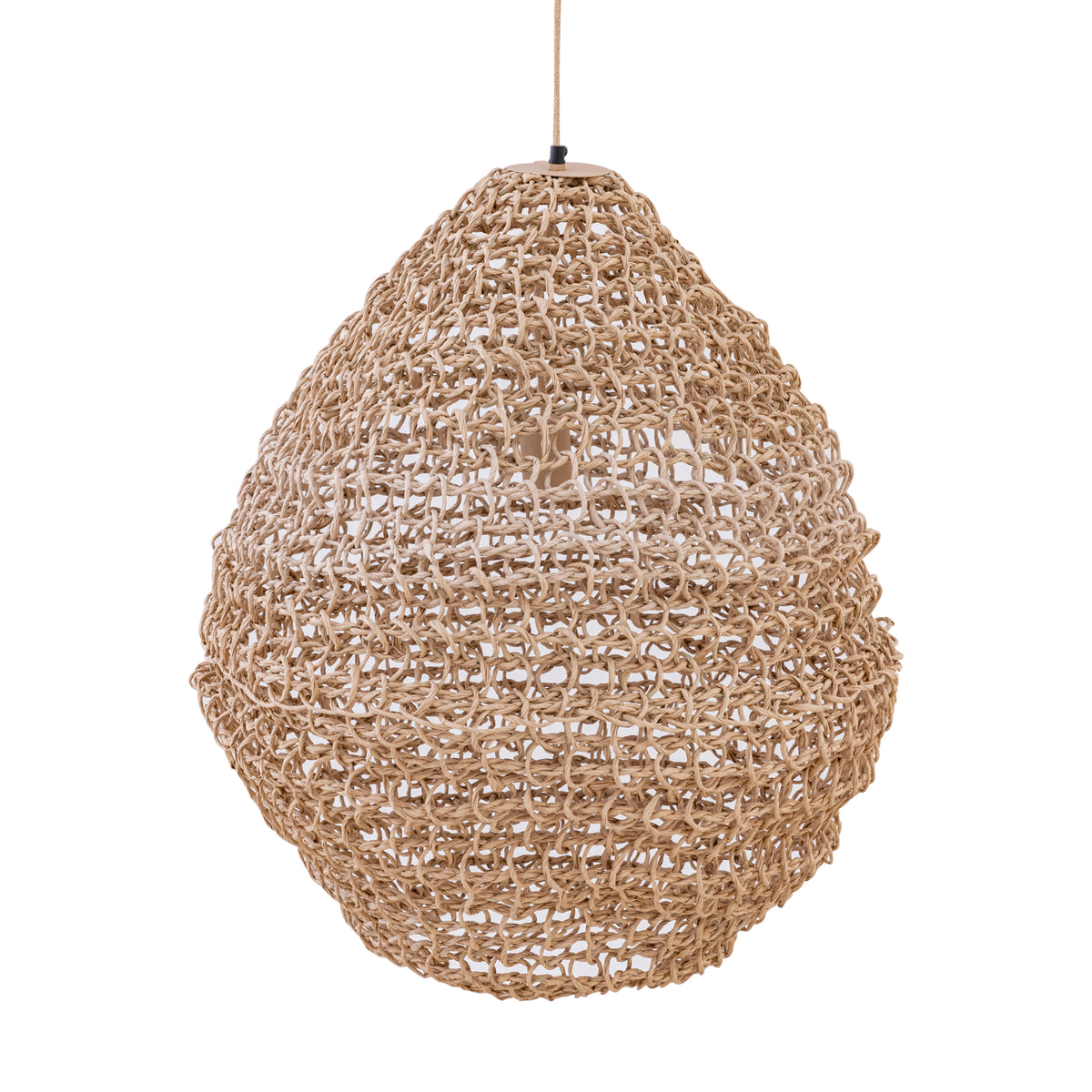Pendelleuchte – Seildesign, Kugelform, Papiermaterial, Natur, L – Dayo | PTMD
